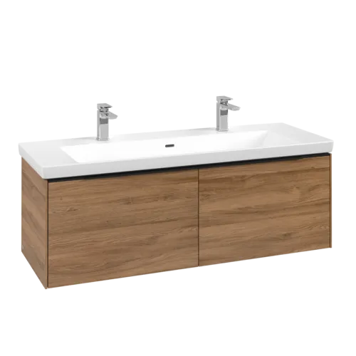 Bild von VILLEROY BOCH Subway 3.0 Waschbeckenunterschrank, mit Beleuchtung, 2 Auszüge, 1272 x 429 x 478 mm, Kansas Oak #C601L1RH