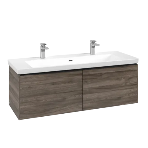 Bild von VILLEROY BOCH Subway 3.0 Waschbeckenunterschrank, mit Beleuchtung, 2 Auszüge, 1272 x 429 x 478 mm, Stone Oak #C601L1RK