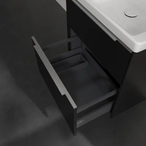 Bild von VILLEROY BOCH Subway 3.0 Waschbeckenunterschrank, 2 Auszüge, 572 x 576 x 478 mm, Volcano Black #C57800VL