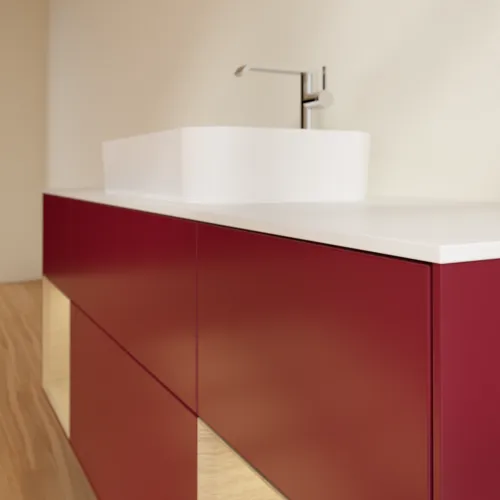 Bild von VILLEROY BOCH Finion Waschbeckenunterschrank, mit Beleuchtung, 4 Auszüge, 1600 x 603 x 501 mm, Peony Matt Lacquer / Oak Veneer / Glass White Matt #F331PCHB