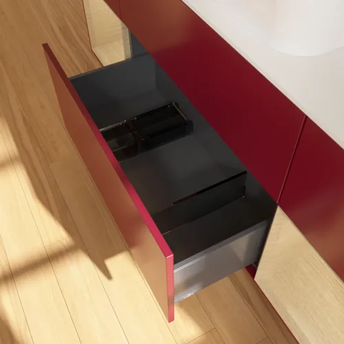 Bild von VILLEROY BOCH Finion Waschbeckenunterschrank, mit Beleuchtung, 4 Auszüge, 1600 x 603 x 501 mm, Peony Matt Lacquer / Oak Veneer / Glass White Matt #F331PCHB