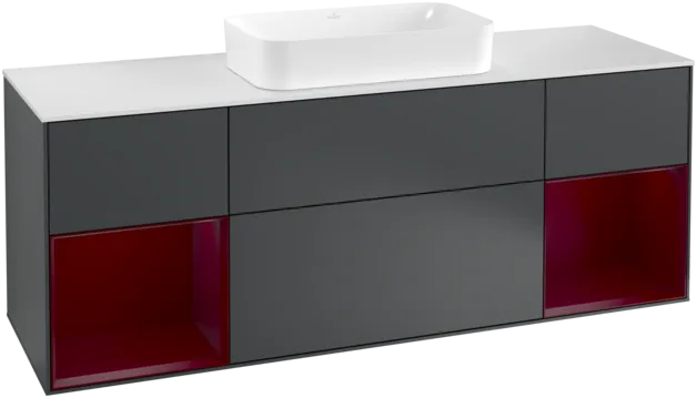 Bild von VILLEROY BOCH Finion Waschbeckenunterschrank, mit Beleuchtung, 4 Auszüge, 1600 x 603 x 501 mm, Midnight Blue Matt Lacquer / Peony Matt Lacquer / Glass White Matt #F331HBHG