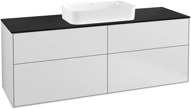 Bild von VILLEROY BOCH Finion Waschbeckenunterschrank, 4 Auszüge, 1600 x 603 x 501 mm, White Matt Lacquer / Glass Black Matt #F32200MT