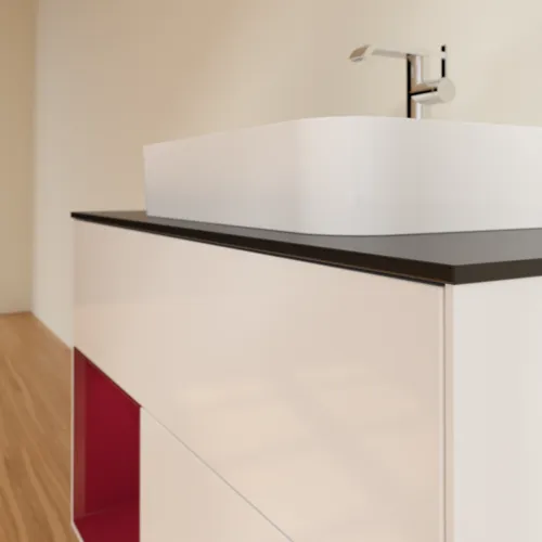 Bild von VILLEROY BOCH Finion Waschbeckenunterschrank, mit Beleuchtung, 2 Auszüge, 1000 x 603 x 501 mm, Glossy White Lacquer / Peony Matt Lacquer / Glass Black Matt #F362HBGF
