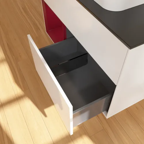Bild von VILLEROY BOCH Finion Waschbeckenunterschrank, mit Beleuchtung, 2 Auszüge, 1000 x 603 x 501 mm, Glossy White Lacquer / Peony Matt Lacquer / Glass Black Matt #F362HBGF