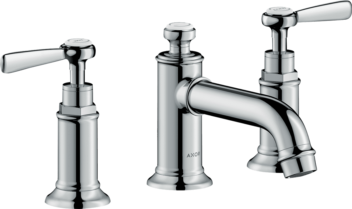 Bild von HANSGROHE AXOR Montreux 3-Loch Waschtischarmatur 30 mit Hebelgriffen und Zugstangen-Ablaufgarnitur #16535000 - Chrom