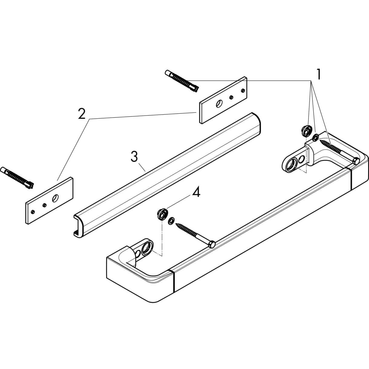 Bild von HANSGROHE AXOR Universal Softsquare Rail grab bar 300 mm Brushed Black Chrome 42830340