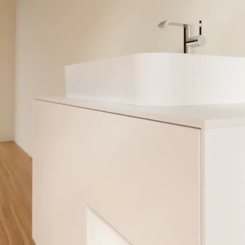 Bild von VILLEROY BOCH Finion Waschbeckenunterschrank, mit Beleuchtung, 2 Auszüge, 1000 x 603 x 501 mm, White Matt Lacquer / Glossy White Lacquer / Glass White Matt #F371GFMT