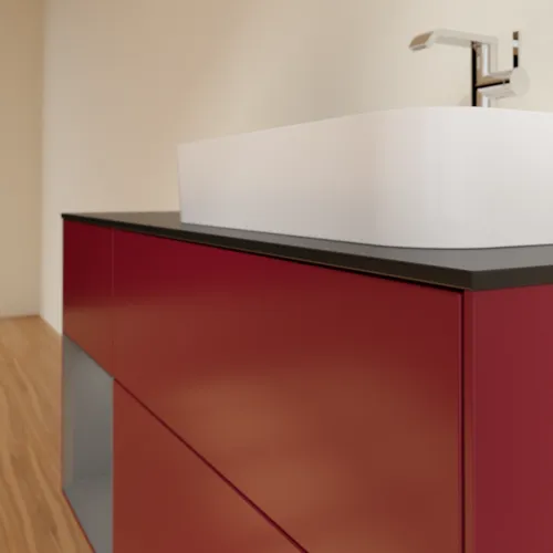 Bild von VILLEROY BOCH Finion Waschbeckenunterschrank, mit Beleuchtung, 3 Auszüge, 1200 x 603 x 501 mm, Peony Matt Lacquer / Anthracite Matt Lacquer / Glass Black Matt #F392GKHB
