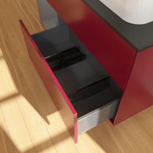 Bild von VILLEROY BOCH Finion Waschbeckenunterschrank, mit Beleuchtung, 3 Auszüge, 1200 x 603 x 501 mm, Peony Matt Lacquer / Anthracite Matt Lacquer / Glass Black Matt #F392GKHB