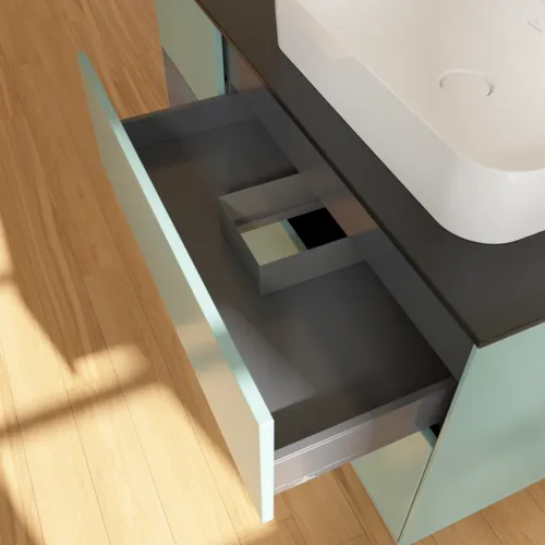 Bild von VILLEROY BOCH Finion Waschbeckenunterschrank, mit Beleuchtung, 3 Auszüge, 1200 x 603 x 501 mm, Olive Matt Lacquer / Anthracite Matt Lacquer / Glass Black Matt #F392GKGM