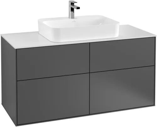 Obrázek VILLEROY BOCH Finion Vanity unit, with lighting, 4 pull-out compartments, 1200 x 603 x 501 mm, Anthracite Matt Lacquer / Glass White Matt #G38100GK