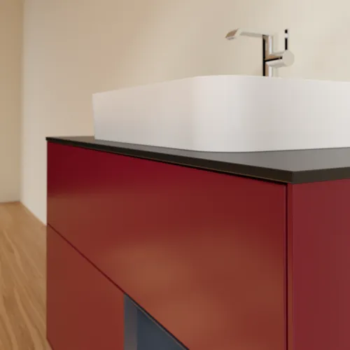 Bild von VILLEROY BOCH Finion Waschbeckenunterschrank, mit Beleuchtung, 2 Auszüge, 1000 x 603 x 501 mm, Peony Matt Lacquer / Midnight Blue Matt Lacquer / Glass Black Matt #F372HGHB