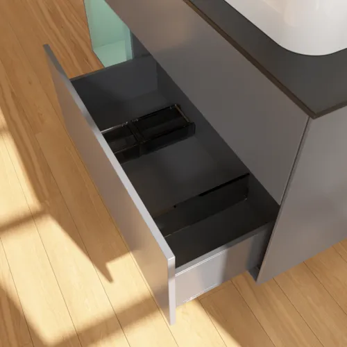 Bild von VILLEROY BOCH Finion Waschbeckenunterschrank, mit Beleuchtung, 3 Auszüge, 1200 x 603 x 501 mm, Anthracite Matt Lacquer / Olive Matt Lacquer / Glass Black Matt #F392GMGK