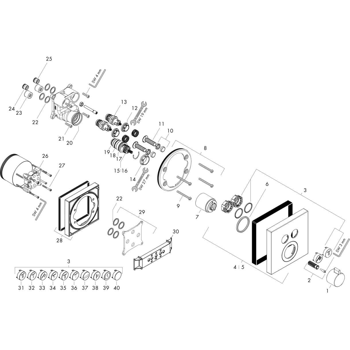 Bild von HANSGROHE ShowerSelect Thermostat for concealed installation for 2 functions Brushed Black Chrome 15763340