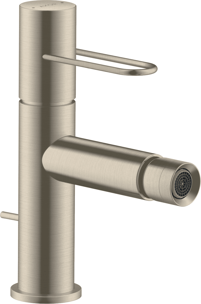 Picture of HANSGROHE AXOR Uno Single lever bidet mixer with loop handle and pop-up waste set #38211820 - Brushed Nickel
