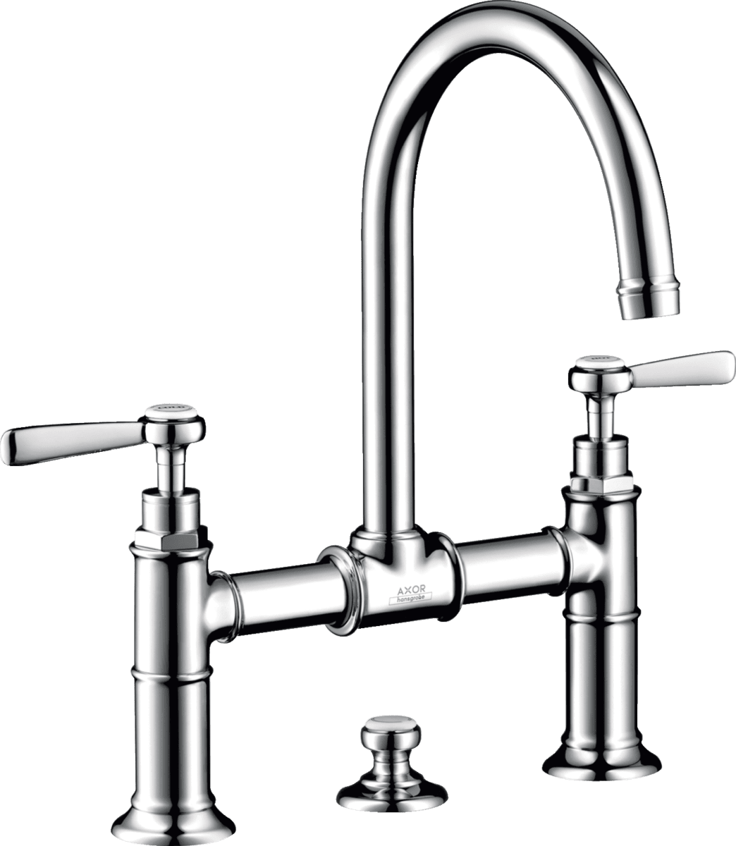 Bild von HANSGROHE AXOR Montreux 2-Griff Waschtischarmatur 220 mit Hebelgriffen und Zugstangen-Ablaufgarnitur #16511000 - Chrom