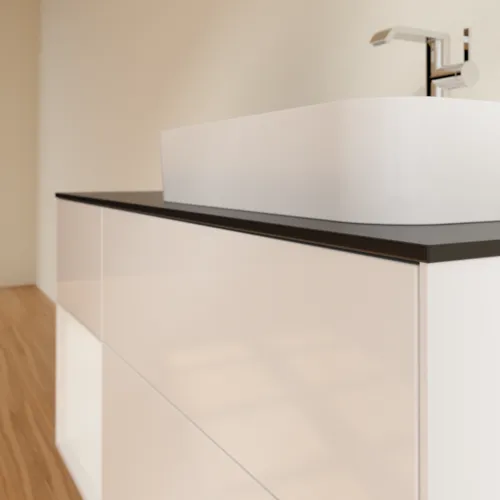 Bild von VILLEROY BOCH Finion Waschbeckenunterschrank, mit Beleuchtung, 3 Auszüge, 1200 x 603 x 501 mm, Glossy White Lacquer / Glossy White Lacquer / Glass Black Matt #F392GFGF