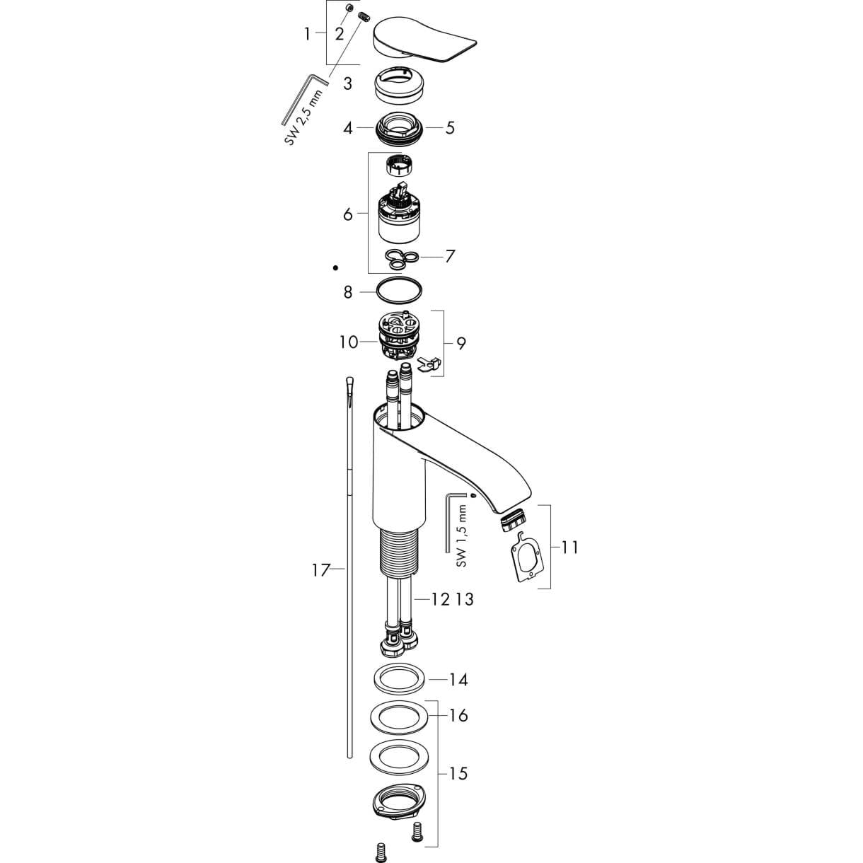 Obrázek HANSGROHE Vivenis Single lever basin mixer 110 with pop-up waste set Matt White 75020700