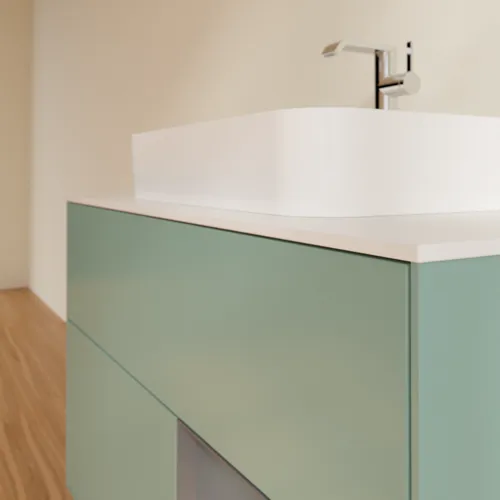 Bild von VILLEROY BOCH Finion Waschbeckenunterschrank, mit Beleuchtung, 2 Auszüge, 1000 x 603 x 501 mm, Olive Matt Lacquer / Anthracite Matt Lacquer / Glass White Matt #F371GKGM