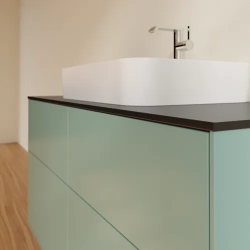 Bild von VILLEROY BOCH Finion Waschbeckenunterschrank, 4 Auszüge, 1200 x 603 x 501 mm, Olive Matt Lacquer / Glass Black Matt #F38200GM