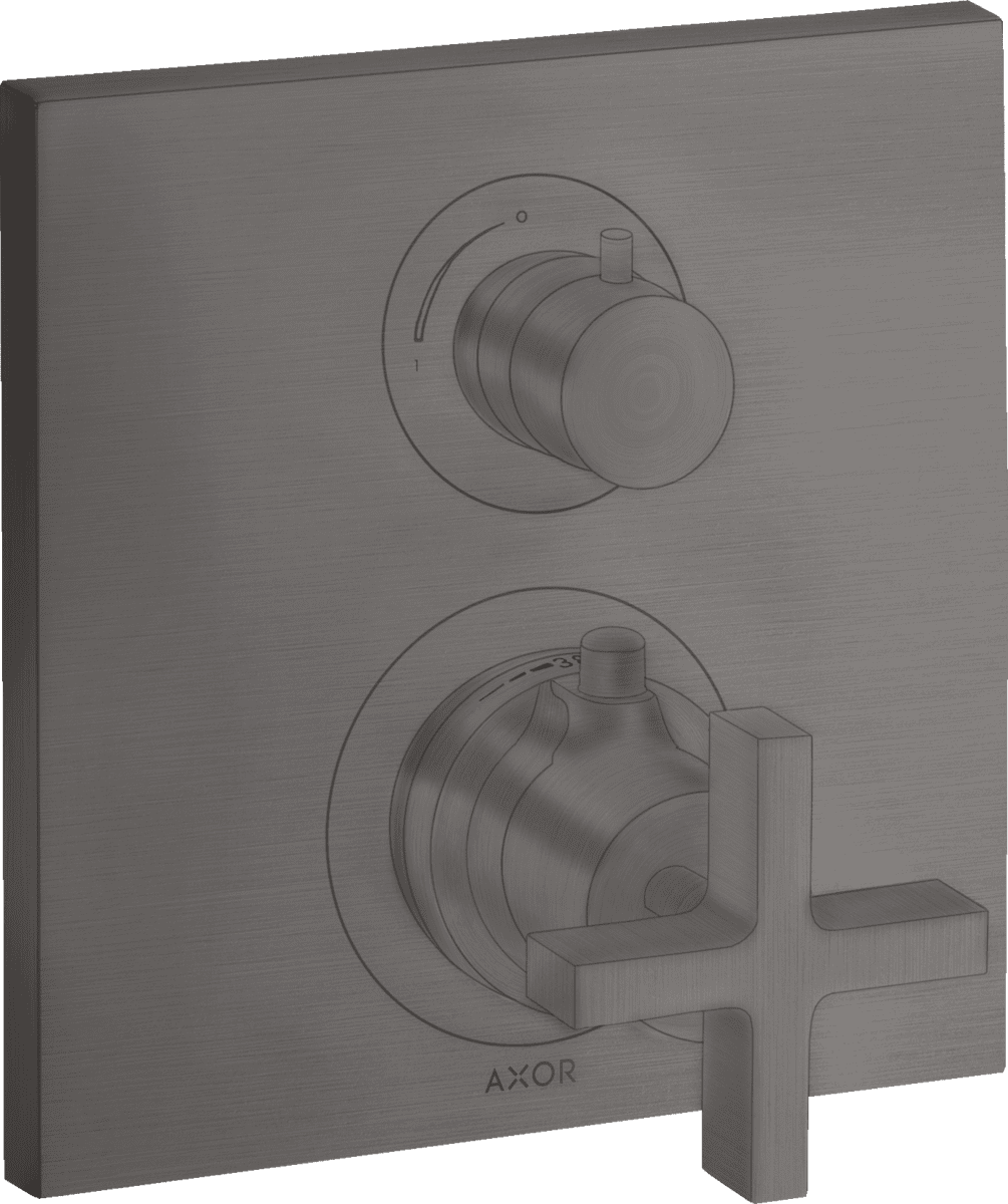 Bild von HANSGROHE AXOR Citterio Thermostat Unterputz mit Ab- und Umstellventil und Kreuzgriff #39725340 - Brushed Black Chrome