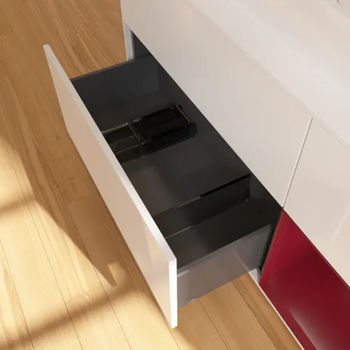 Bild von VILLEROY BOCH Finion Waschbeckenunterschrank, mit Beleuchtung, 3 Auszüge, 1200 x 603 x 501 mm, Glossy White Lacquer / Peony Matt Lacquer / Glass White Matt #F421HBGF