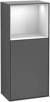 Bild von VILLEROY BOCH Finion Seitenschrank, mit Beleuchtung, 1 Tür, 418 x 936 x 270 mm, Silk Grey Matt Lacquer / White Matt Lacquer #G500MTHJ