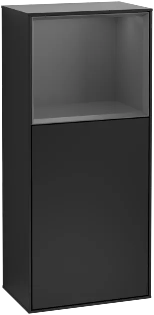 Bild von VILLEROY BOCH Finion Seitenschrank, mit Beleuchtung, 1 Tür, 418 x 936 x 270 mm, Black Matt Lacquer / Anthracite Matt Lacquer #F500GKPD