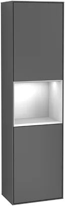 Bild von VILLEROY BOCH Finion Hochschrank, mit Beleuchtung, 2 Türen, 418 x 1516 x 270 mm, Midnight Blue Matt Lacquer / Silk Grey Matt Lacquer #F470HJHG