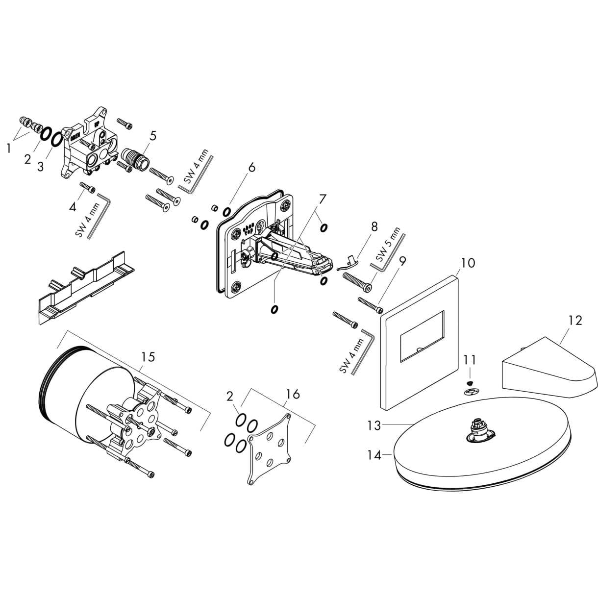 Obrázek HANSGROHE Pulsify S Overhead shower 260 2jet with wall connector Matt Black 24150670