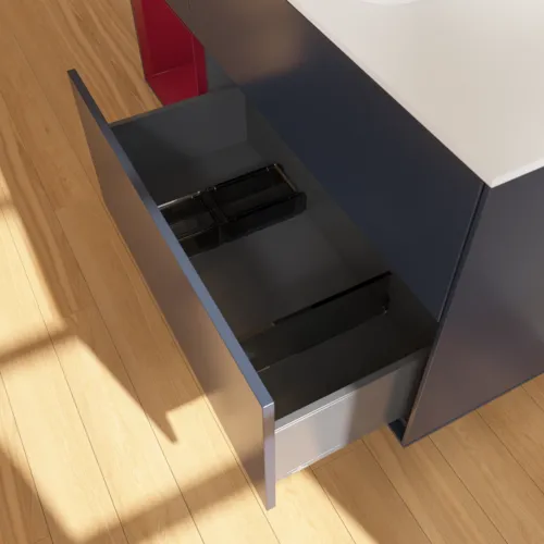 Bild von VILLEROY BOCH Finion Waschbeckenunterschrank, mit Beleuchtung, 3 Auszüge, 1200 x 603 x 501 mm, Midnight Blue Matt Lacquer / Peony Matt Lacquer / Glass White Matt #F411HBHG