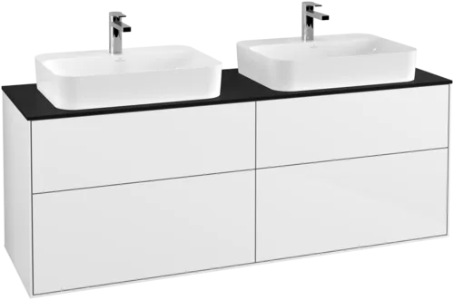 Bild von VILLEROY BOCH Finion Waschbeckenunterschrank, 4 Auszüge, 1600 x 603 x 501 mm, Glossy White Lacquer / Glass Black Matt #F43200GF
