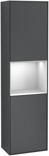 Bild von VILLEROY BOCH Finion Hochschrank, mit Beleuchtung, 2 Türen, 418 x 1516 x 270 mm, Midnight Blue Matt Lacquer / White Matt Lacquer #F460MTHG