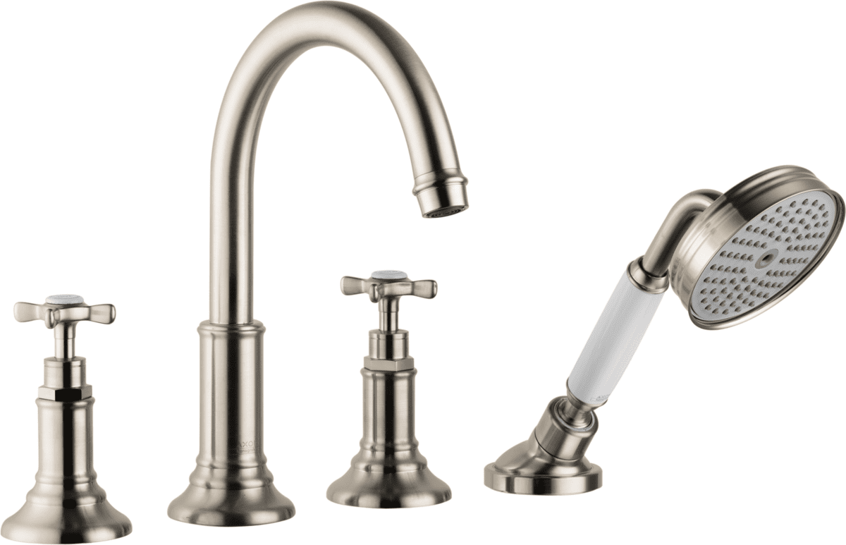 Bild von HANSGROHE AXOR Montreux 4-Loch Fliesenrandarmatur mit Kreuzgriffen #16544820 - Brushed Nickel