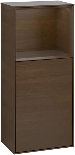 Bild von VILLEROY BOCH Finion Seitenschrank, mit Beleuchtung, 1 Tür, 418 x 936 x 270 mm, Walnut Veneer / Walnut Veneer #F500GNGN