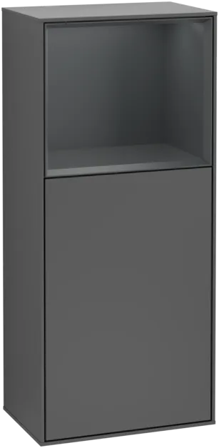 Bild von VILLEROY BOCH Finion Seitenschrank, mit Beleuchtung, 1 Tür, 418 x 936 x 270 mm, Anthracite Matt Lacquer / Midnight Blue Matt Lacquer #F500HGGK