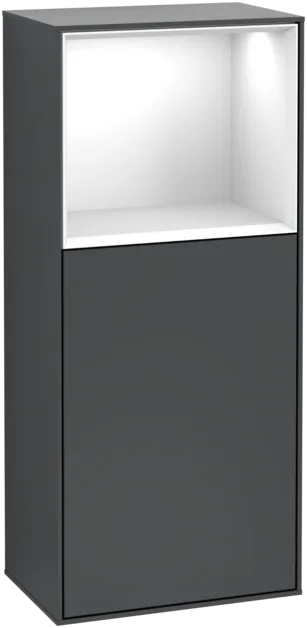 Bild von VILLEROY BOCH Finion Seitenschrank, mit Beleuchtung, 1 Tür, 418 x 936 x 270 mm, Midnight Blue Matt Lacquer / Glossy White Lacquer #F500GFHG