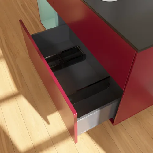 Bild von VILLEROY BOCH Finion Waschbeckenunterschrank, mit Beleuchtung, 3 Auszüge, 1200 x 603 x 501 mm, Peony Matt Lacquer / Olive Matt Lacquer / Glass Black Matt #F412GMHB