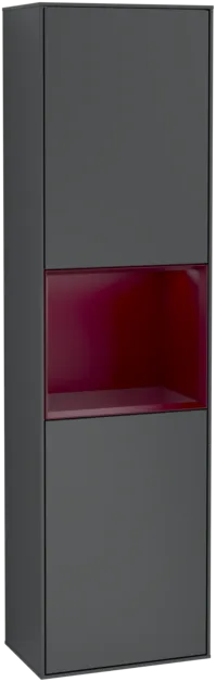 Picture of VILLEROY BOCH Finion Tall cabinet, with lighting, 2 doors, 418 x 1516 x 270 mm, Midnight Blue Matt Lacquer / Peony Matt Lacquer #F460HBHG