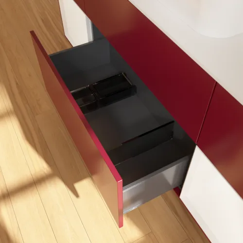 Bild von VILLEROY BOCH Finion Waschbeckenunterschrank, mit Beleuchtung, 4 Auszüge, 1600 x 603 x 501 mm, Peony Matt Lacquer / White Matt Lacquer / Glass White Matt #F451MTHB