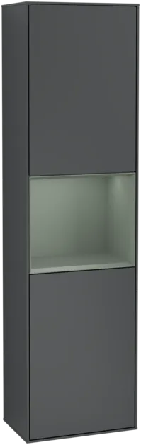 Bild von VILLEROY BOCH Finion Hochschrank, mit Beleuchtung, 2 Türen, 418 x 1516 x 270 mm, Midnight Blue Matt Lacquer / Olive Matt Lacquer #F460GMHG