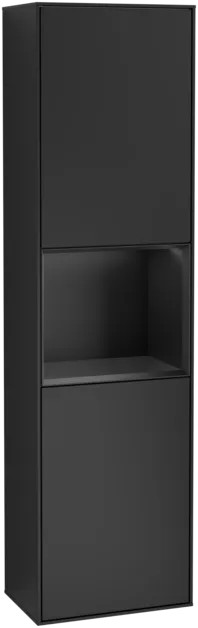 Bild von VILLEROY BOCH Finion Hochschrank, mit Beleuchtung, 2 Türen, 418 x 1516 x 270 mm, Black Matt Lacquer / Black Matt Lacquer #F470PDPD