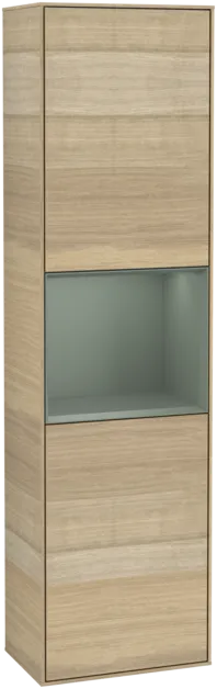 Bild von VILLEROY BOCH Finion Hochschrank, mit Beleuchtung, 2 Türen, 418 x 1516 x 270 mm, Oak Veneer / Olive Matt Lacquer #F460GMPC