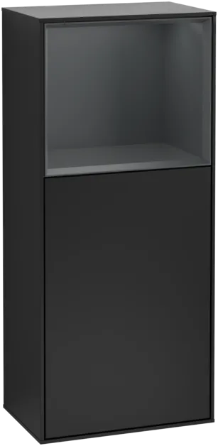 Bild von VILLEROY BOCH Finion Seitenschrank, mit Beleuchtung, 1 Tür, 418 x 936 x 270 mm, Black Matt Lacquer / Midnight Blue Matt Lacquer #F500HGPD