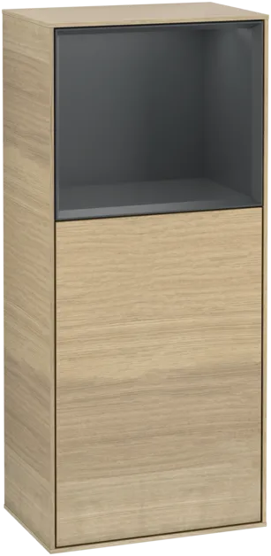 Bild von VILLEROY BOCH Finion Seitenschrank, mit Beleuchtung, 1 Tür, 418 x 936 x 270 mm, Oak Veneer / Midnight Blue Matt Lacquer #F500HGPC