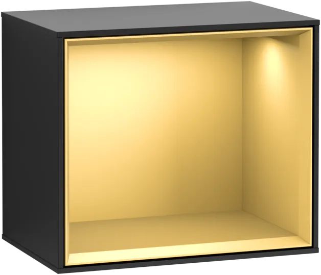 Bild von VILLEROY BOCH Finion Regalmodul, mit Beleuchtung, 418 x 356 x 270 mm, Black Matt Lacquer / Gold Matt Lacquer #F580HFPD