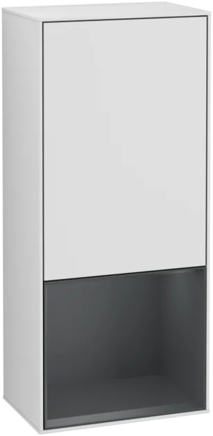 Bild von VILLEROY BOCH Finion Seitenschrank, mit Beleuchtung, 1 Tür, 418 x 936 x 270 mm, White Matt Lacquer / Midnight Blue Matt Lacquer #F540HGMT