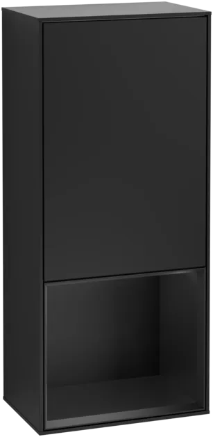 Bild von VILLEROY BOCH Finion Seitenschrank, mit Beleuchtung, 1 Tür, 418 x 936 x 270 mm, Black Matt Lacquer / Black Matt Lacquer #F540PDPD