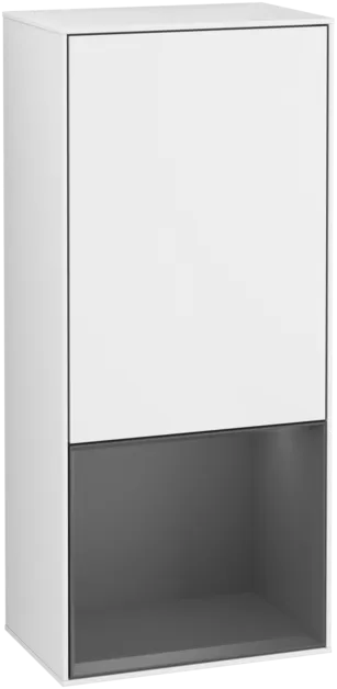 Bild von VILLEROY BOCH Finion Seitenschrank, mit Beleuchtung, 1 Tür, 418 x 936 x 270 mm, Glossy White Lacquer / Anthracite Matt Lacquer #F550GKGF